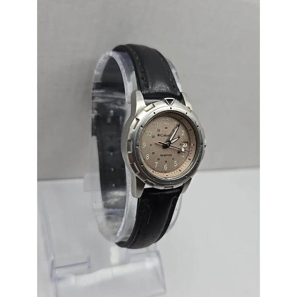 Columbia CL 7017 Watch Quartz New Battery 100M Stainless Steel Date Lume 24 Hour